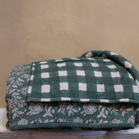 Block Printed Sorrel Linen Quilt