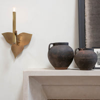 Custom Brass Wall Sconce - 3 Leaf Backplate