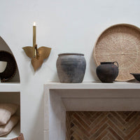 Custom Brass Wall Sconce - 3 Leaf Backplate