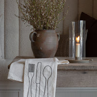 Embroidered French Linen Kitchen Towels (Set of Three)