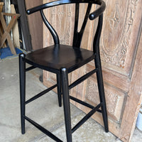 Hand Carved Sungkai Wood Counter Stools - Set of 3