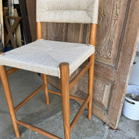 Woven Teak Bar Stools - Set of 4
