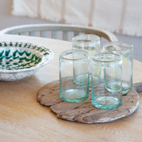 Etched Blown Glass Water Glasses (Set of 4)