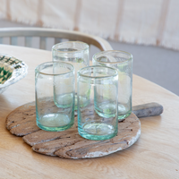 Etched Blown Glass Water Glasses (Set of 4)