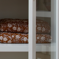 Kantha Quilt - Rust and Cream Floral