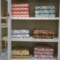 Kantha Quilt - Pink Block Print