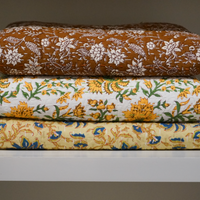 Kantha Quilt - Mustard and Vines