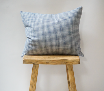 18. Handmade Vintage Blue Check Pillow
