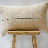 23. Handmade Hemp Stripe Lumbar Pillow- Black