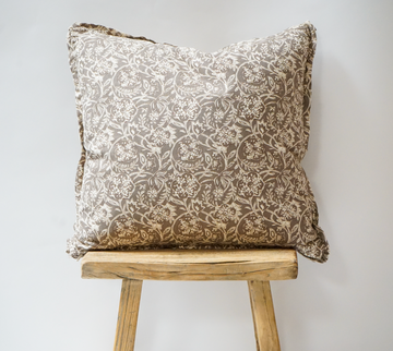 36. Taupe and Ivory Florals Pillow