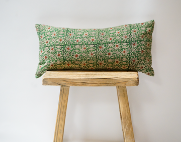 40. Handmade Floral Block Print Lumbar Pillow