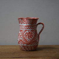Medium Coral and White Pitcher