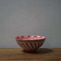 Hand Painted Medium Coral and White Bowls (Set of 2)