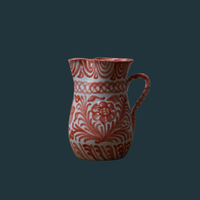 Medium Coral and White Pitcher