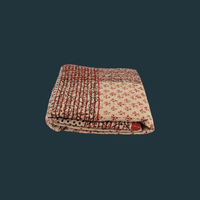 Kantha Quilt - Red and Tan