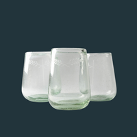 Etched Blown Glass, Barrel Wine Glasses (Set of 4)