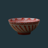 Hand Painted Medium Coral and White Bowls (Set of 2)