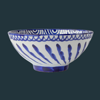 Hand Painted Medium Blue and White Bowls (Set of 2)