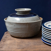 Vintage Blue Striped Otagiri Pot