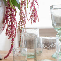 Etched Blown Glass, Barrel Wine Glasses (Set of 4)