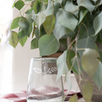 Etched Blown Glass, Barrel Wine Glasses (Set of 4)