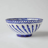 Hand Painted Medium Blue and White Bowls (Set of 2)