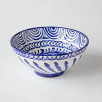Hand Painted Medium Blue and White Bowls (Set of 2)