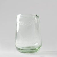 Etched Blown Glass, Barrel Wine Glasses (Set of 4)