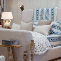 Block Print Blanket - Indigo Stripe