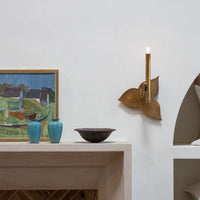 Custom Brass Wall Sconce - 3 Leaf Backplate