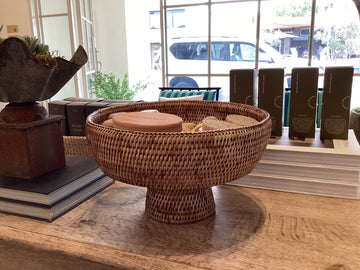Rattan footed bowl