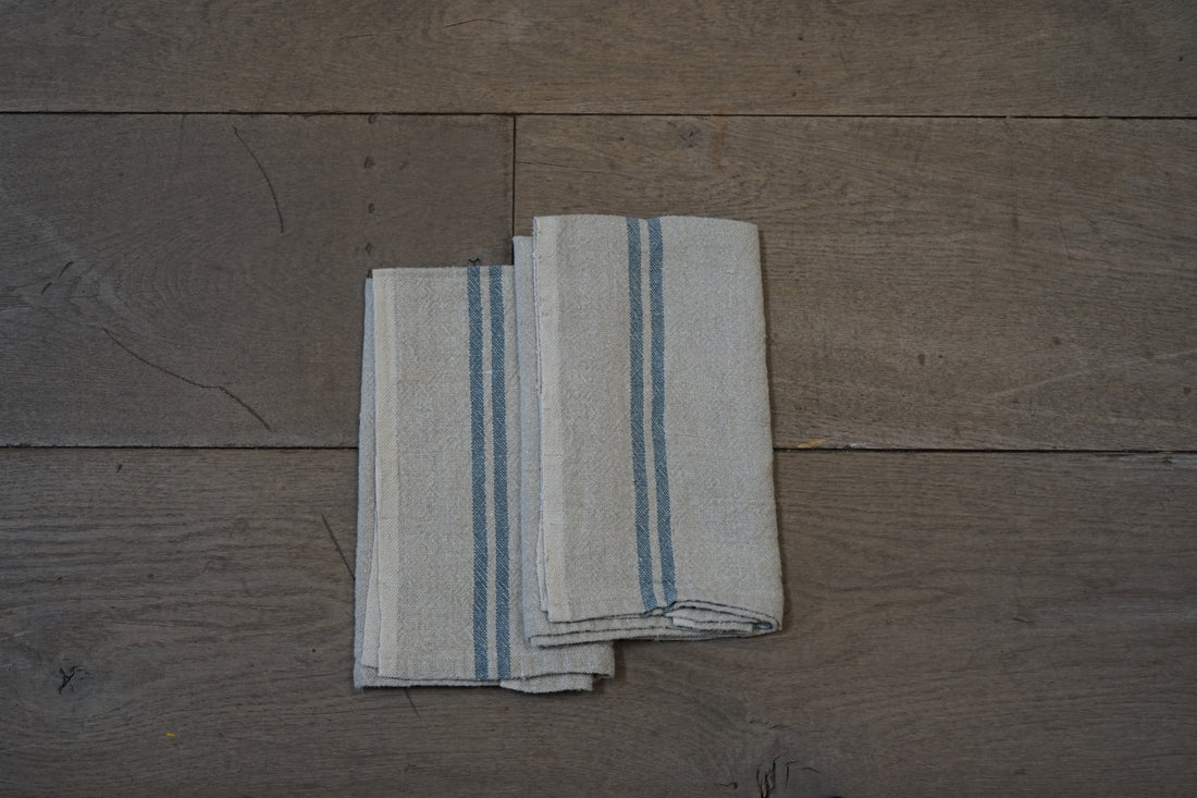 Vintage Linen Natural/Blue Napkins (S/2)
