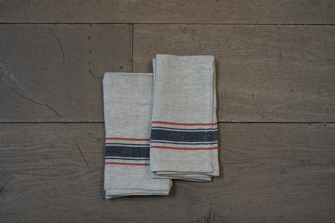 Menton Natural & Denim Towel (S/2)