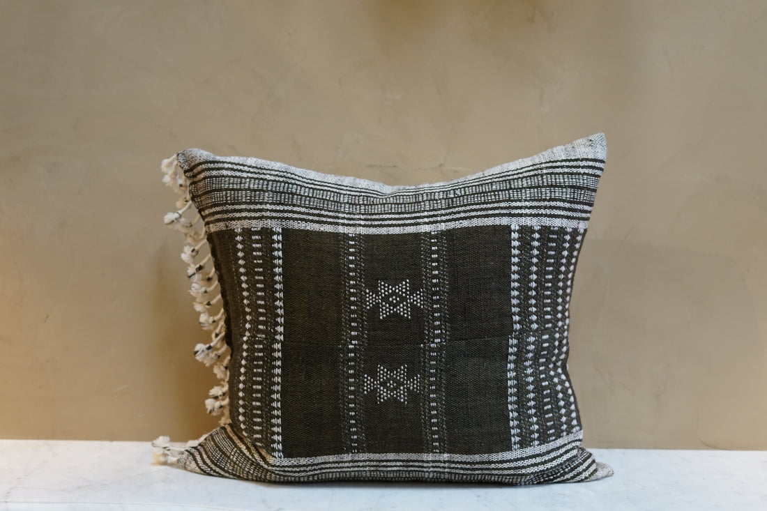African Textile Pillow with Fringe