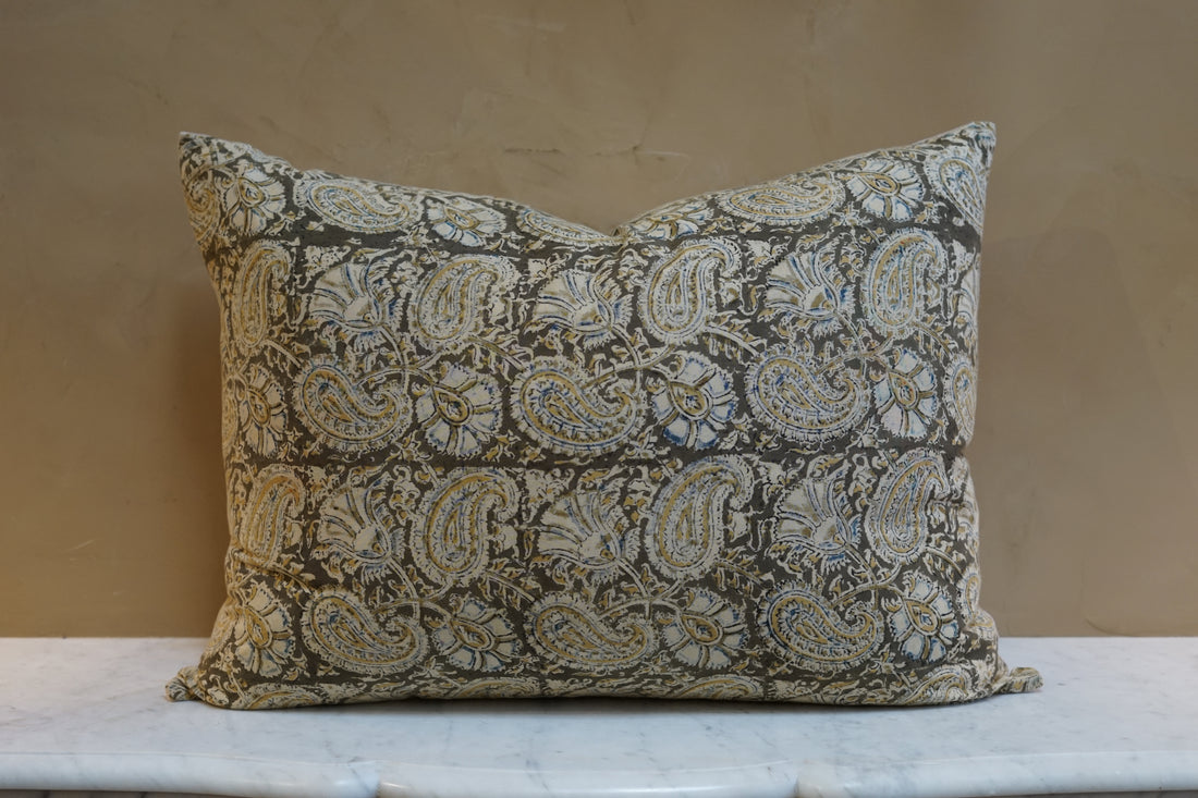 Block Print Paisley Lumbar Pillow