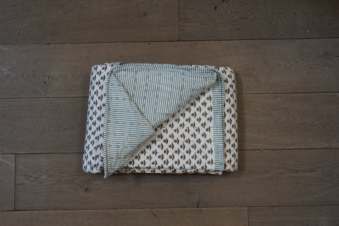 Hand Block Print Kantha Quilt