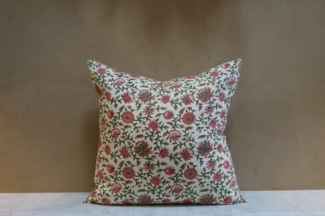 Handmade Block Print Textile Pillow
