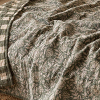 Block Printed Sorrel Linen Quilt