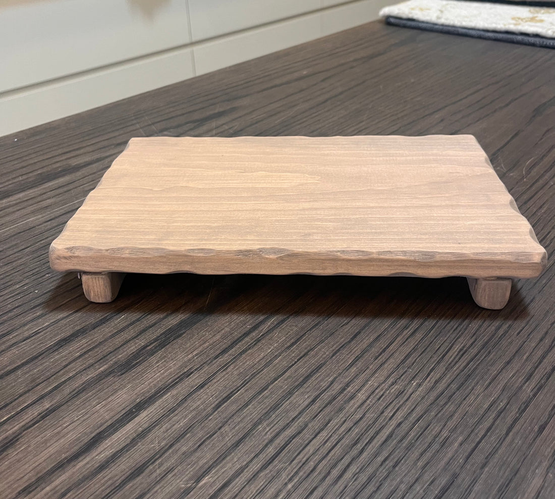 Wood Riser with Carved Edge - Medium