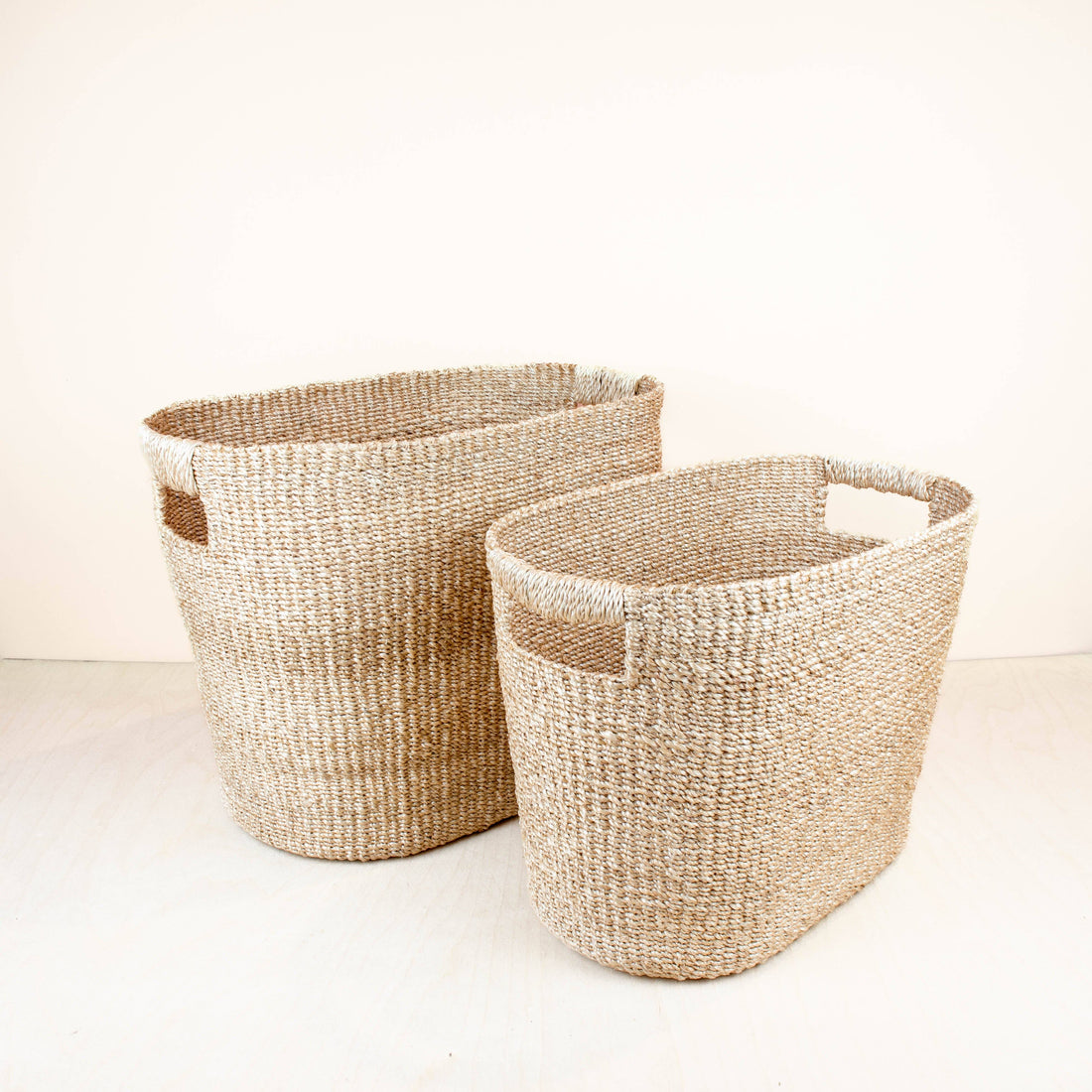 Natural Oval Abaca Baskets, set of 2 - Wicker Hamper | LIKHÂ
