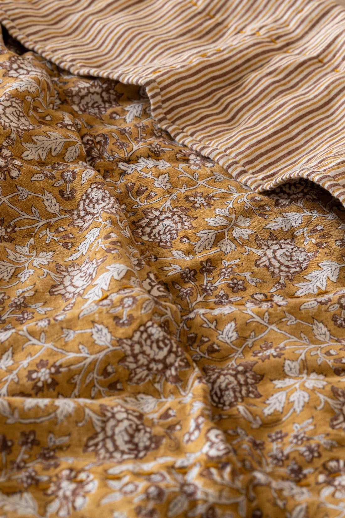 Hand Block Print Perline Linen Quilt