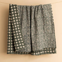 Block Printed Sorrel Linen Quilt