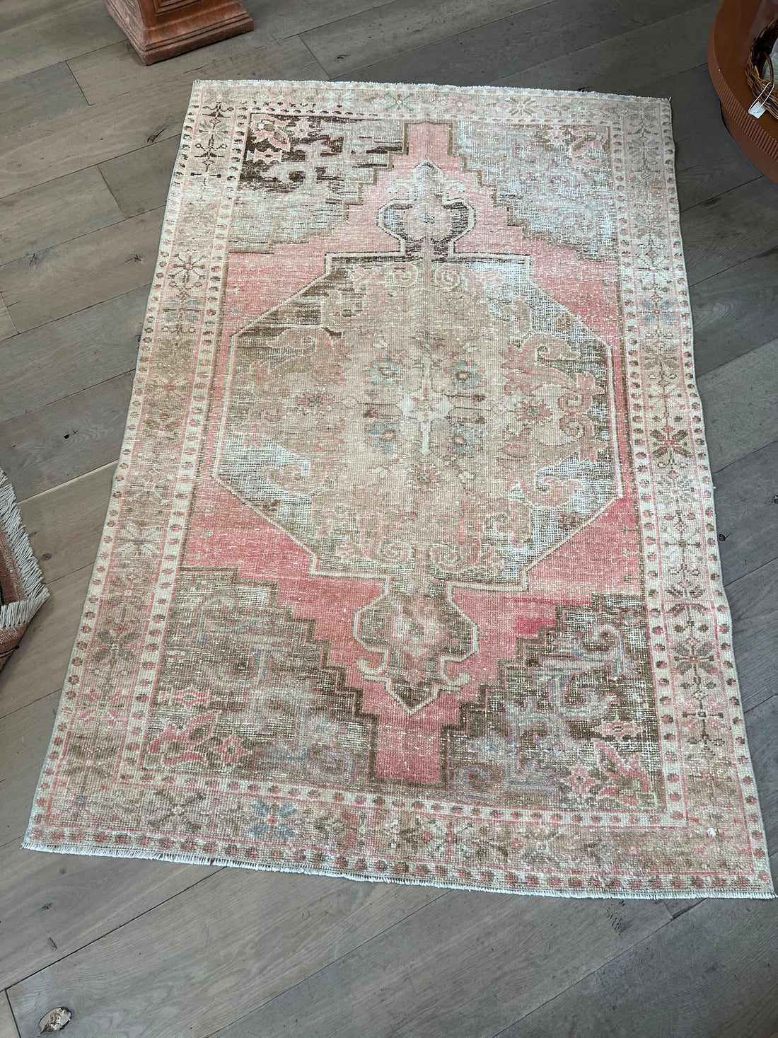 Rug # 56 - Rose, Soft Brown & Cream