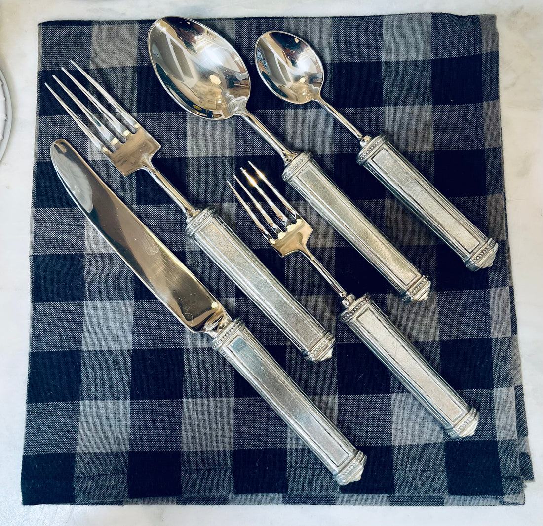 5 Piece Pewter Flatware Set