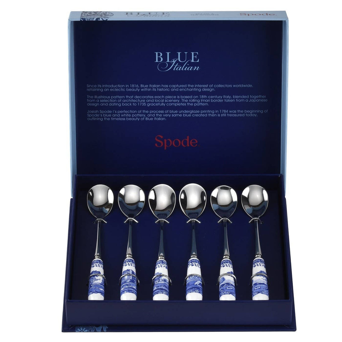 Spode Blue Italian Set of 6 Teaspoons