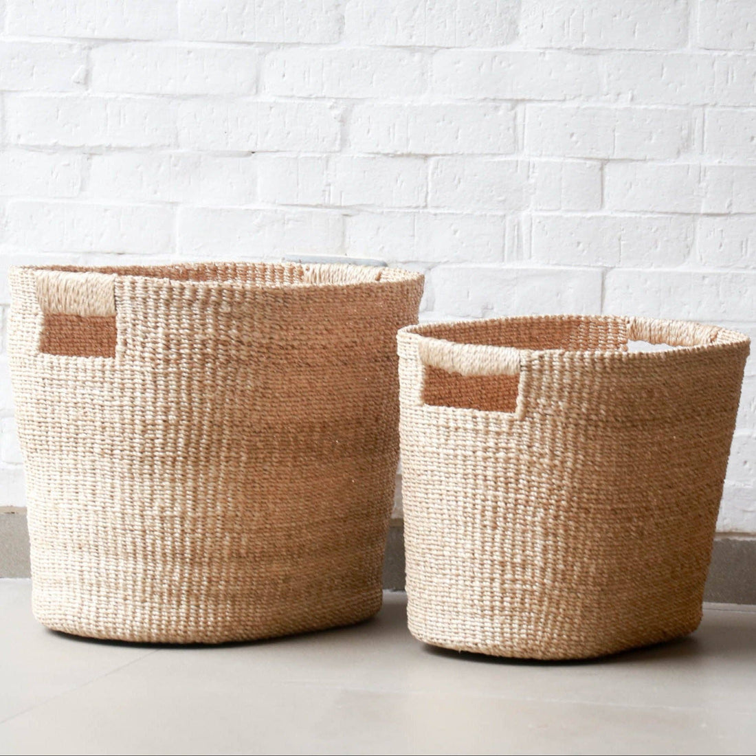 Natural Oval Abaca Baskets, set of 2 - Wicker Hamper | LIKHÂ