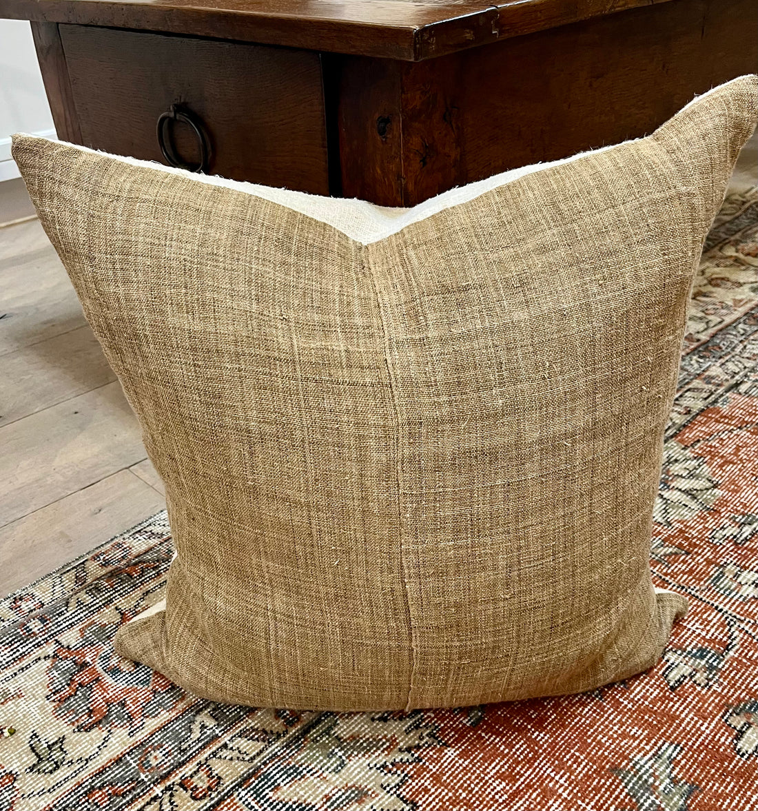 Pillow-Silk & Linen Tan Textile