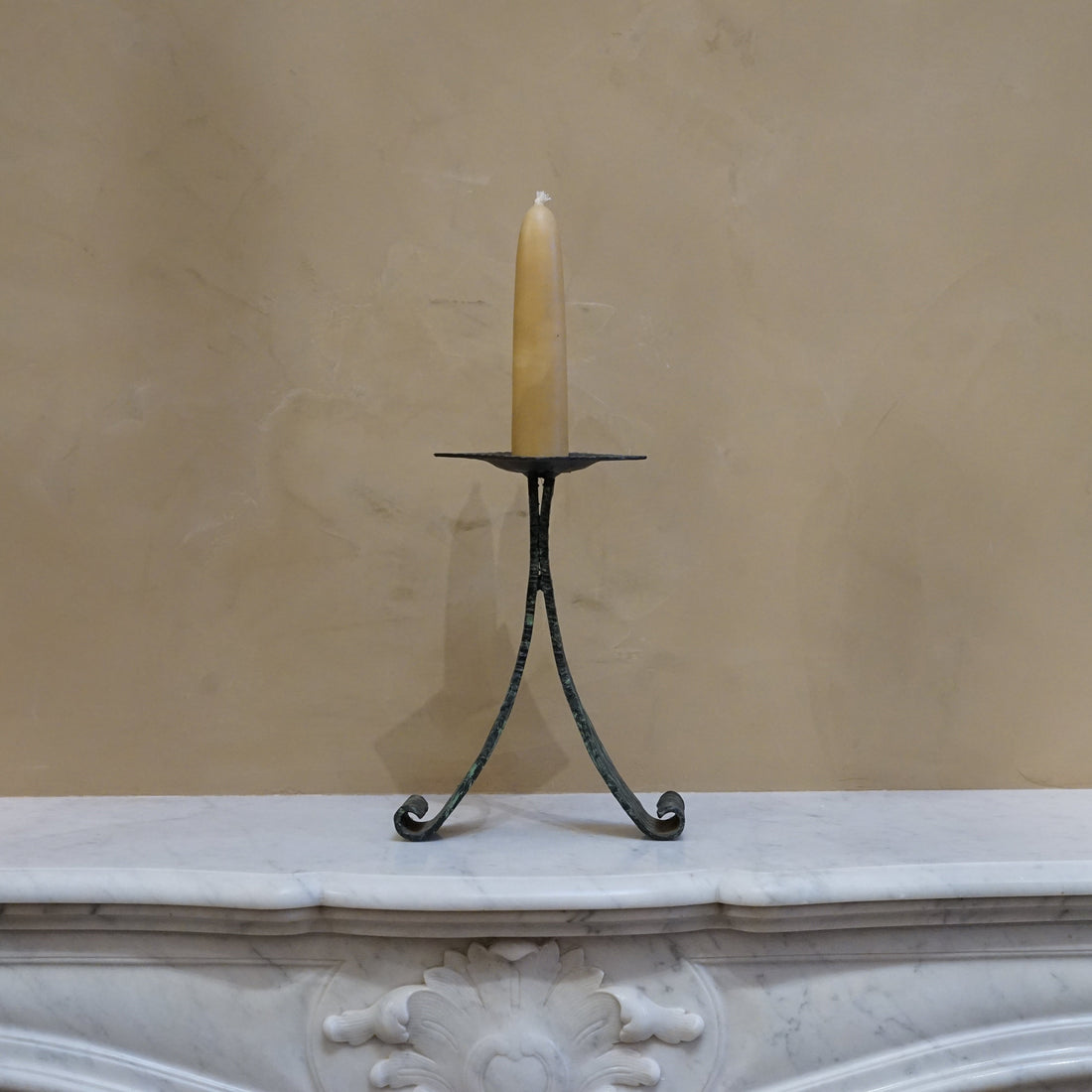 Brutalist Iron Candle Pillar Holder