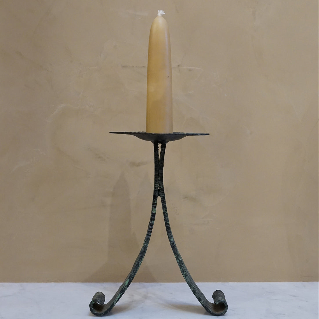 Brutalist Iron Candle Pillar Holder