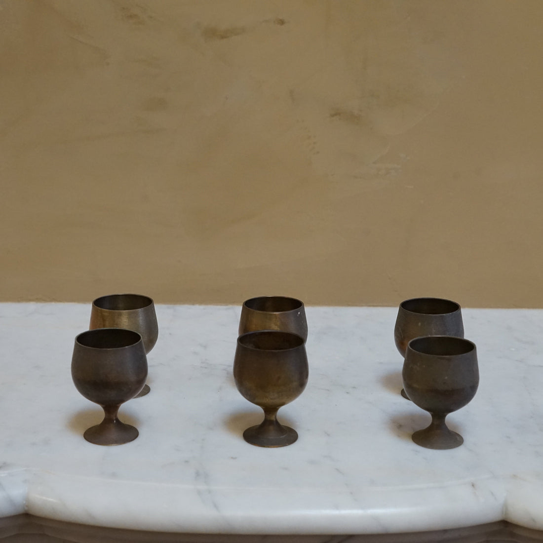 Vintage Bronze Toasting Cups - Set of 6